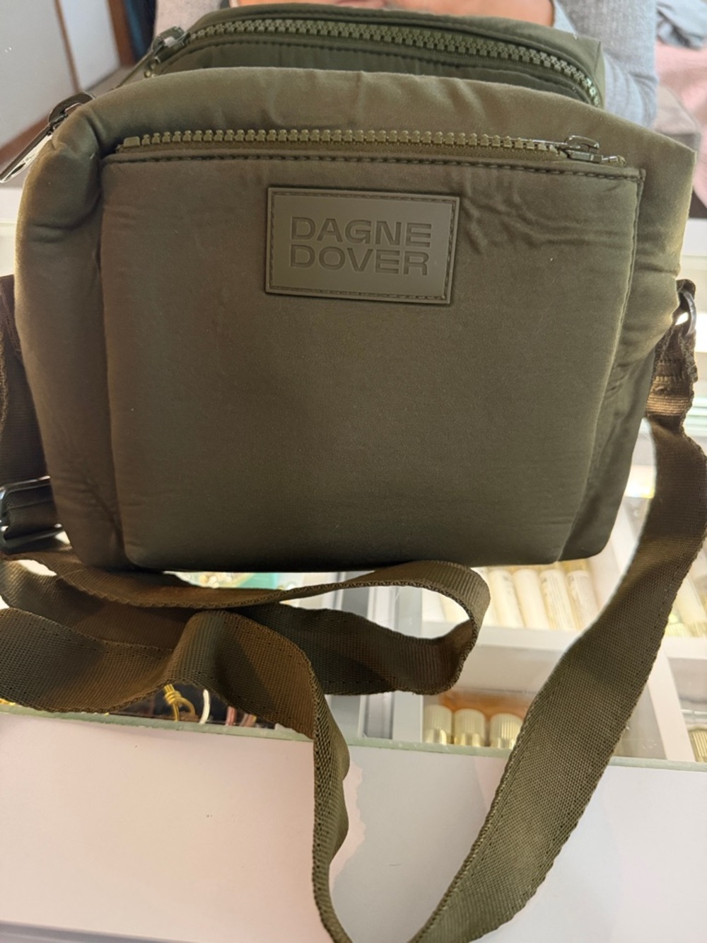 Dagne Dover Olive Green Compact Messenger Crossbody